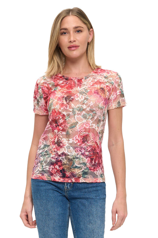 PINK MLTI LACE SS