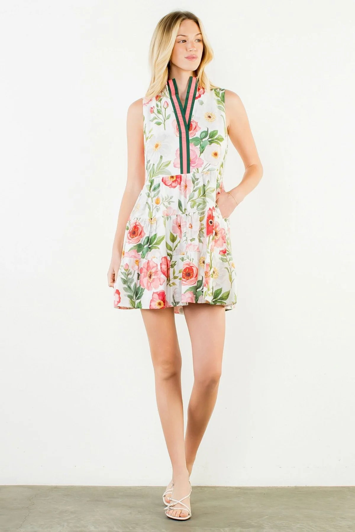 PEACH/GRN FLRL DRSS