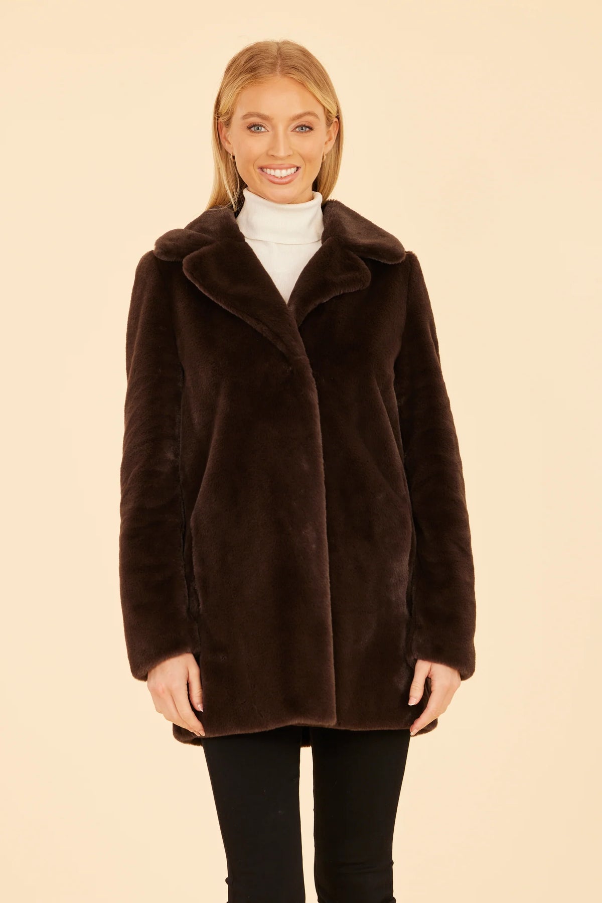 DK BRN FUR COAT