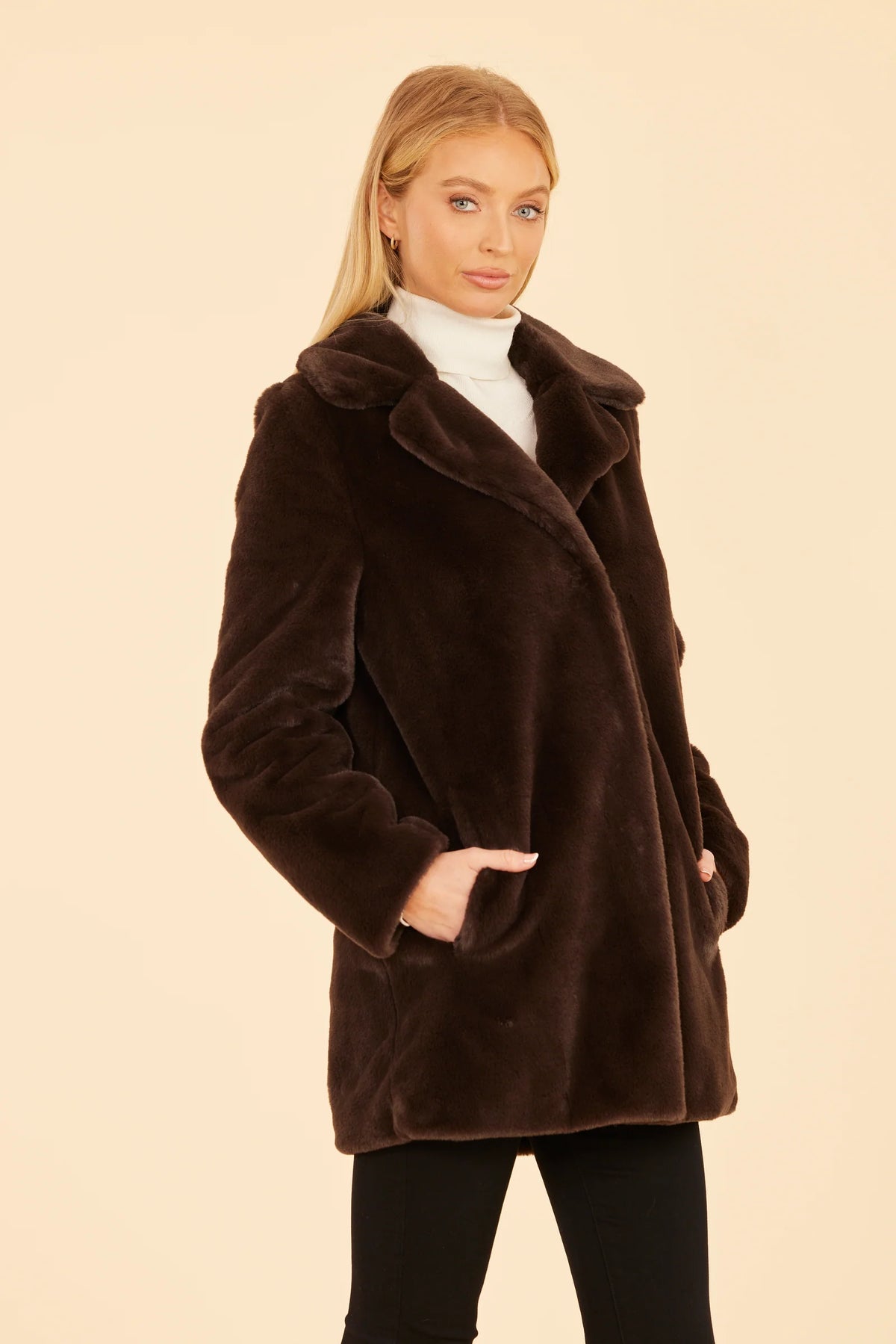 DK BRN FUR COAT