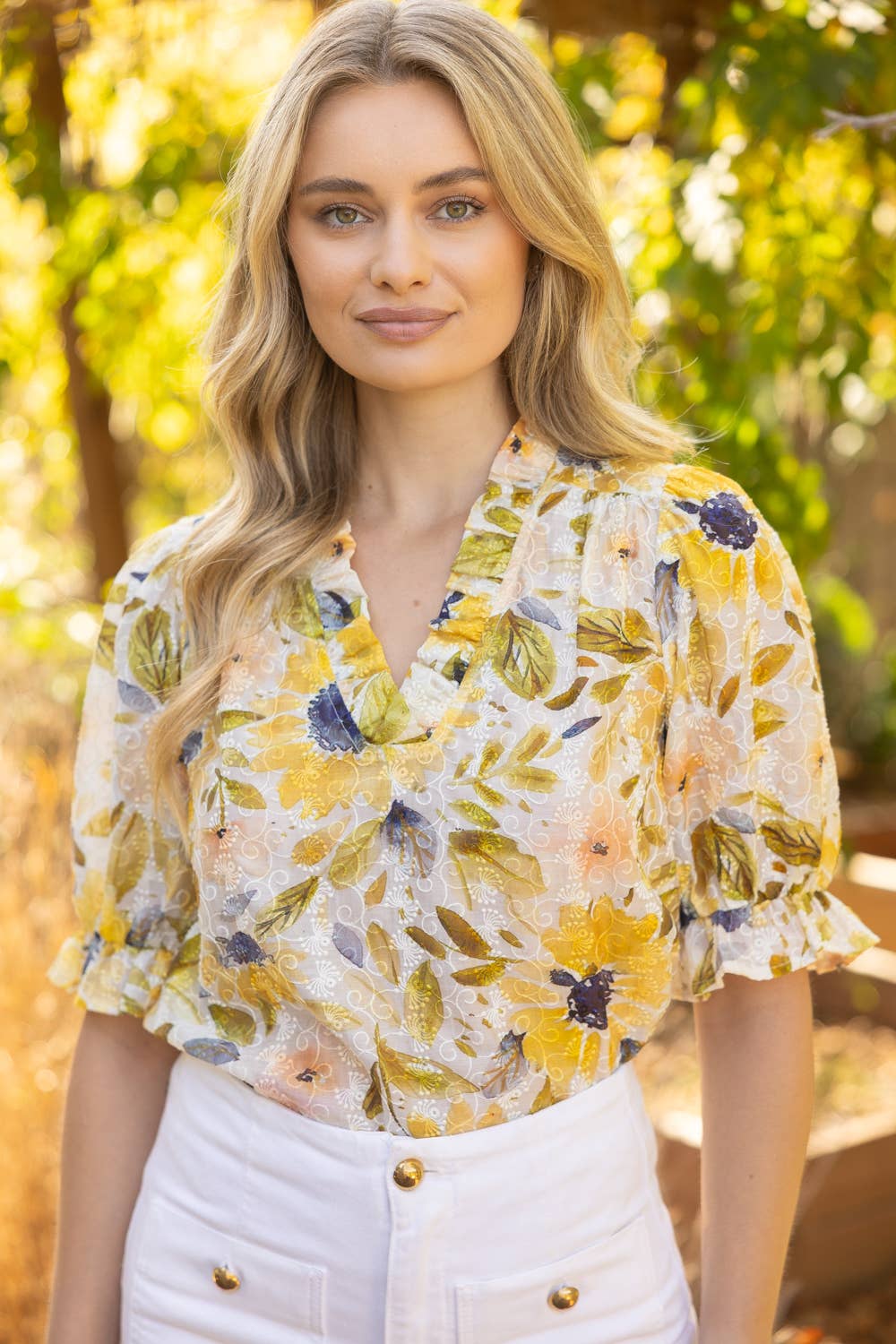 YELLOW FLR EMB TOP