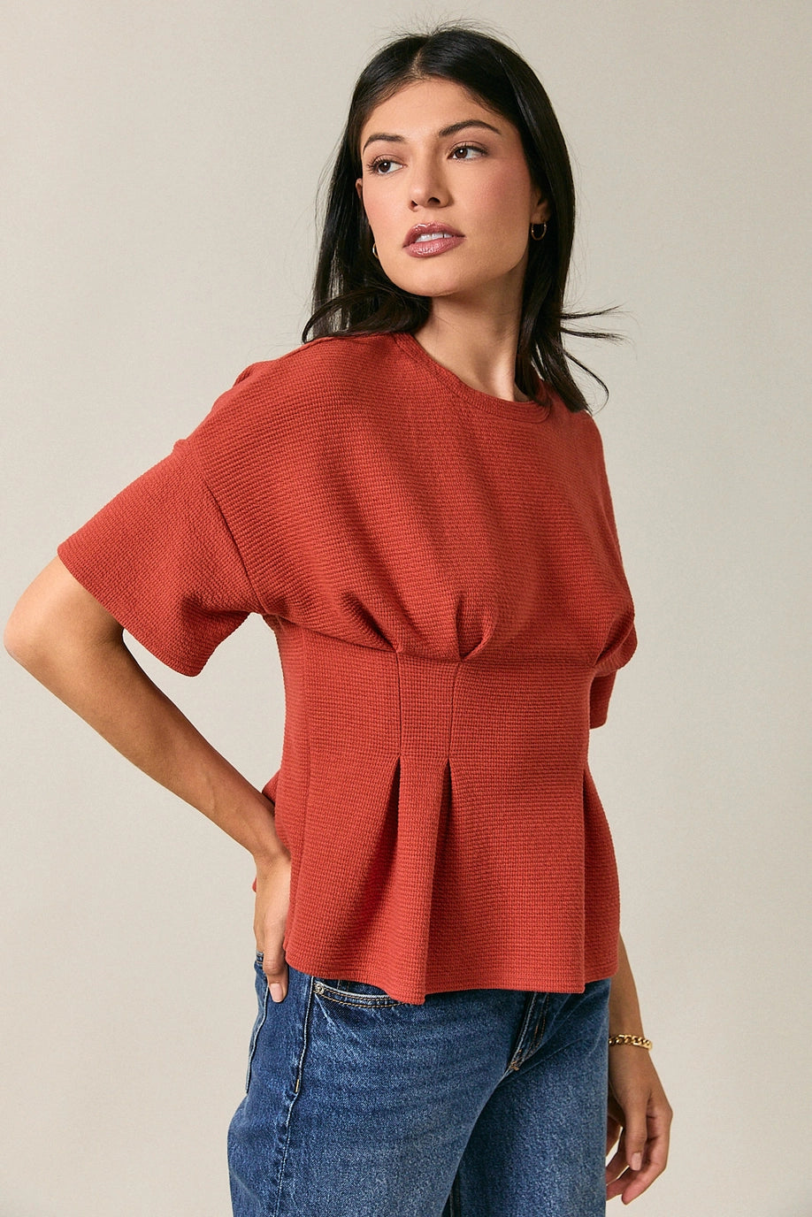 LT. RUST PINTUCK TOP