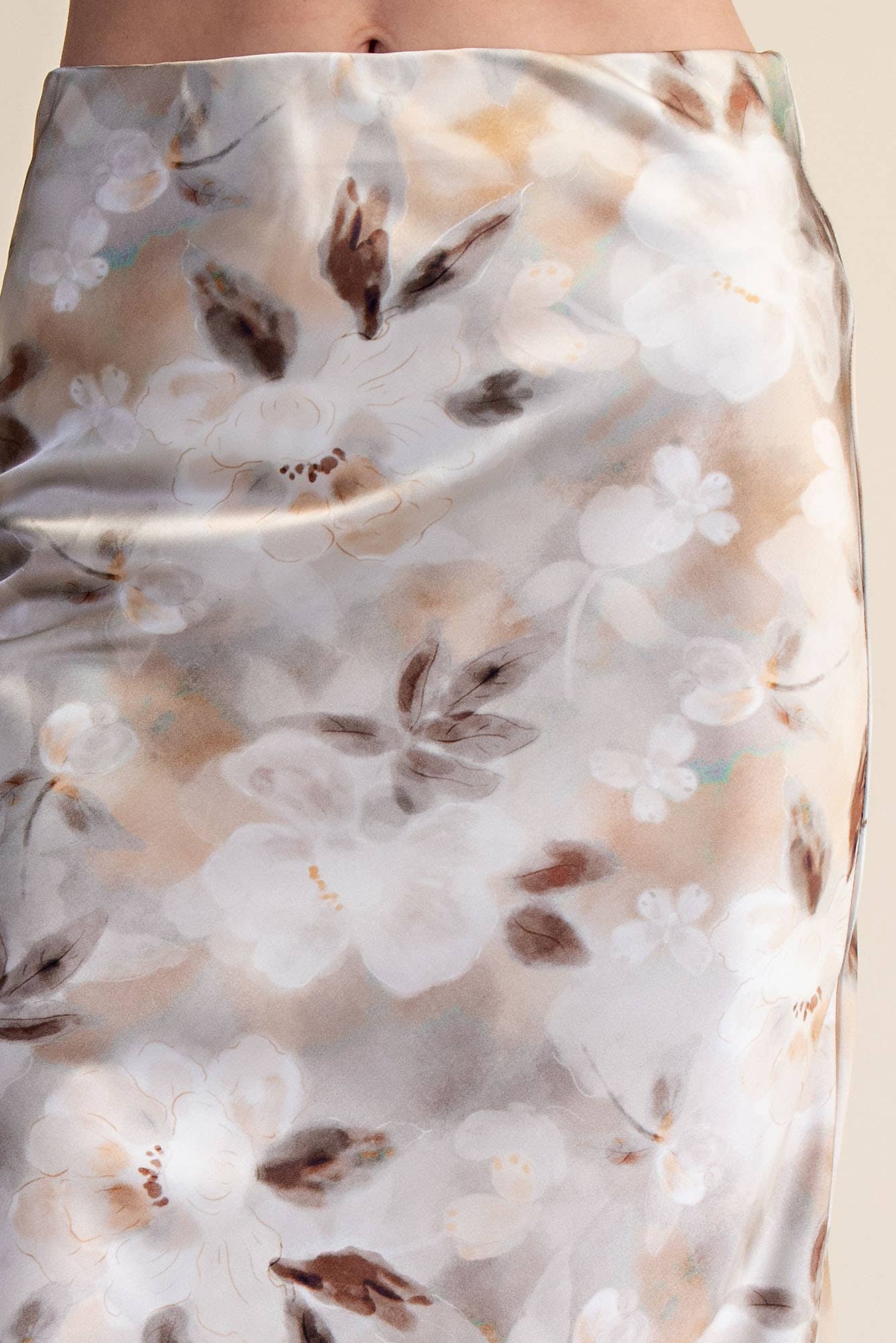 TAUPE FLRL SKIRT