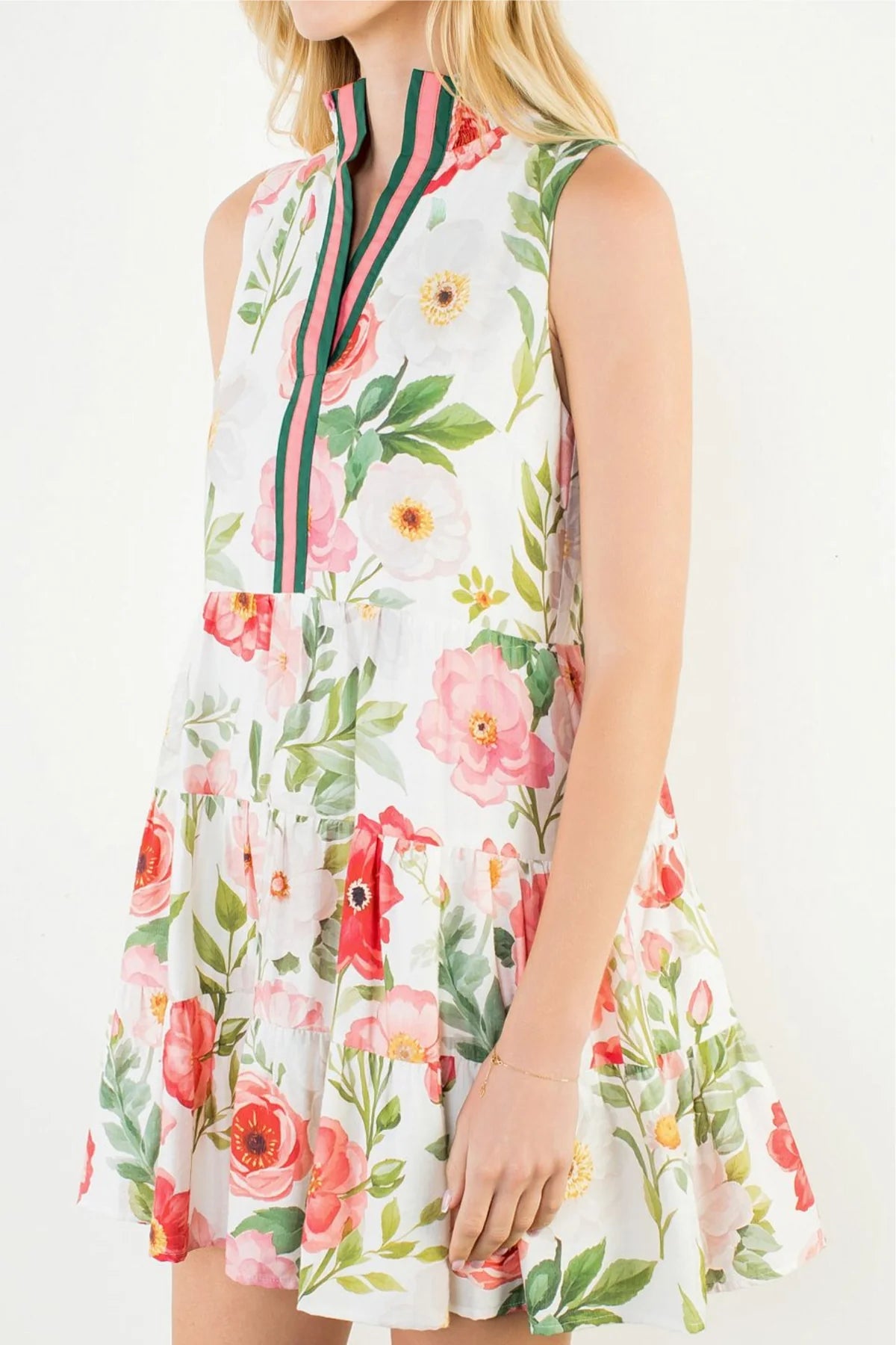 PEACH/GRN FLRL DRSS