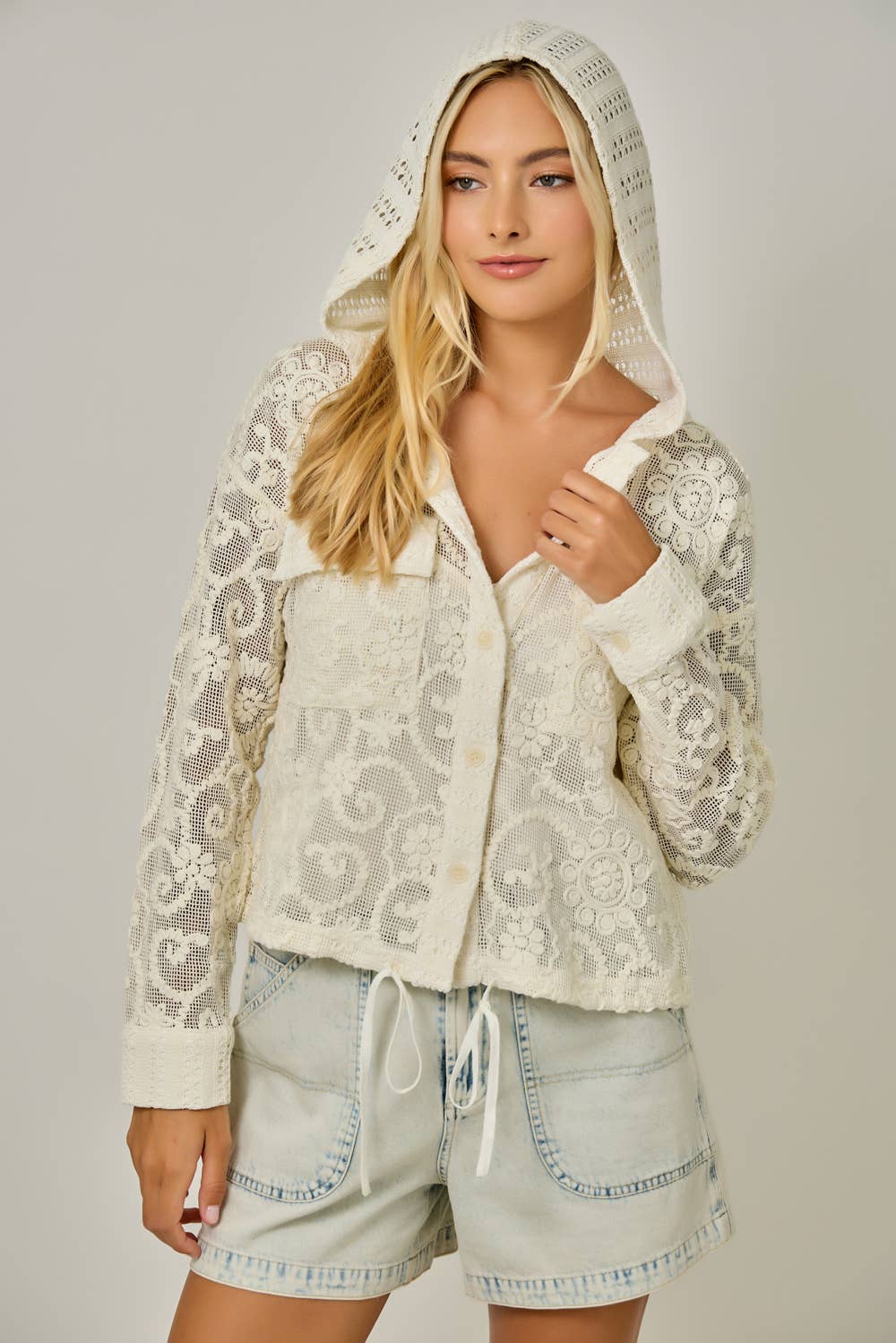 IVORY LACE HOODY