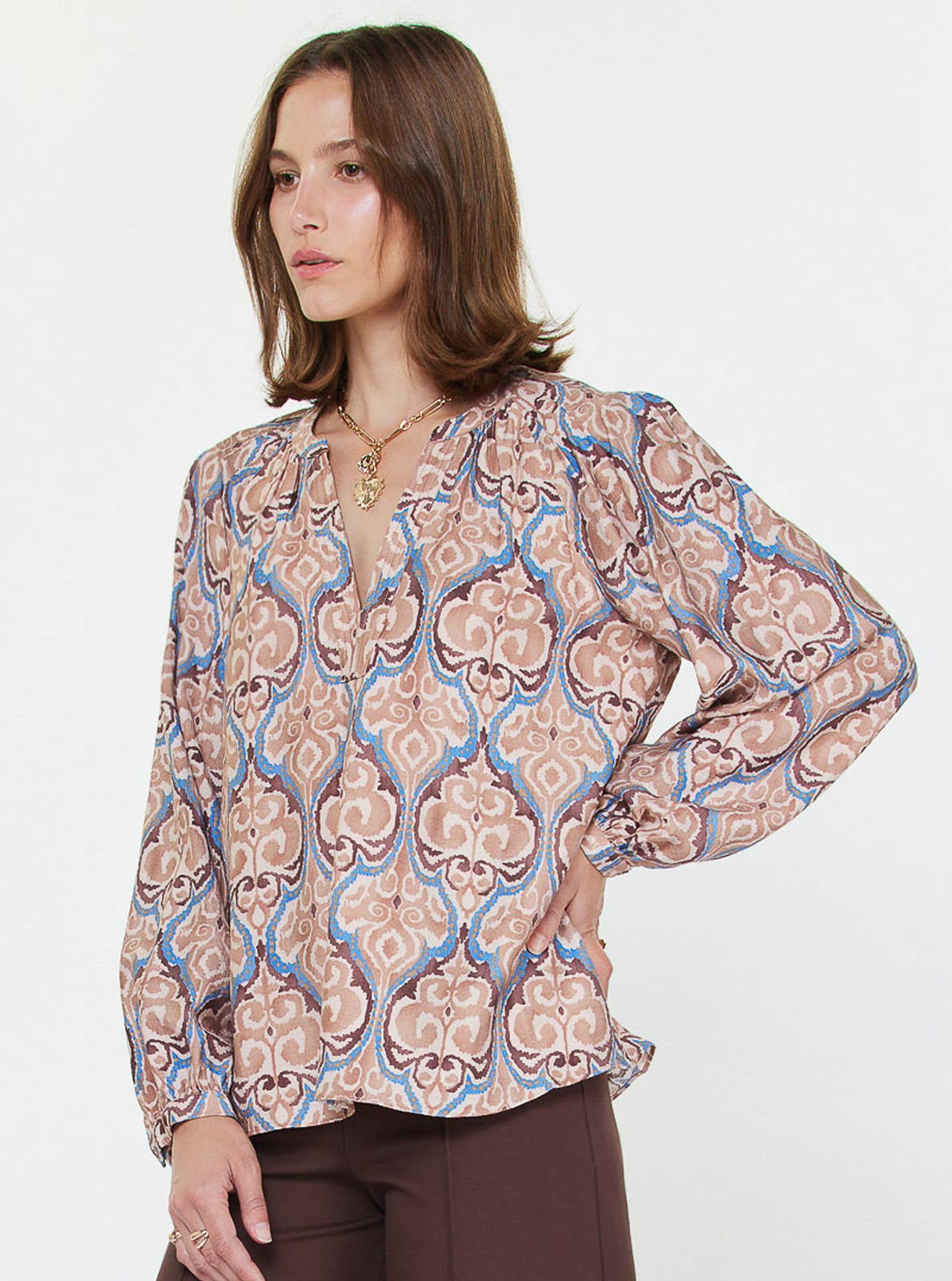 MAUVE/BRN DAMASK BLS