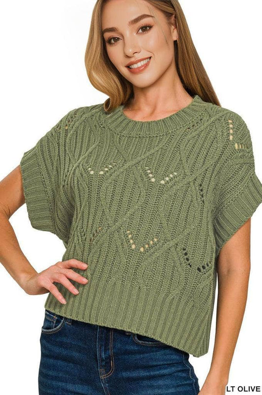 CABLE KNIT SS SWTR