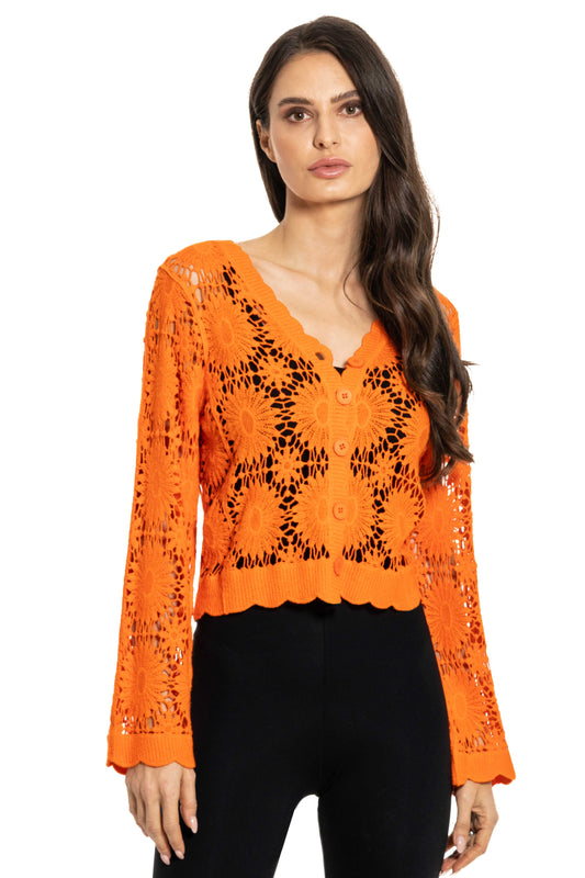 ORANGE CRCHT CARDI