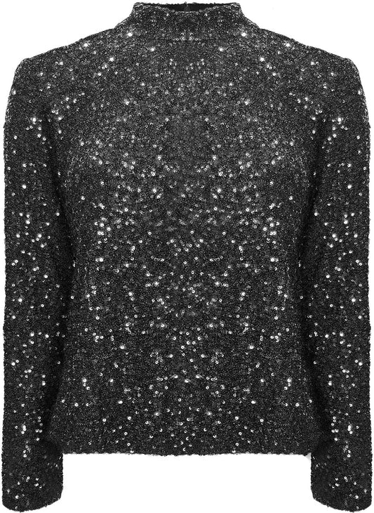 BLACK SEQUIN MOCK NK