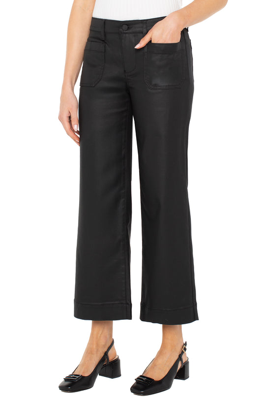 BLK COTED WIDE LEG