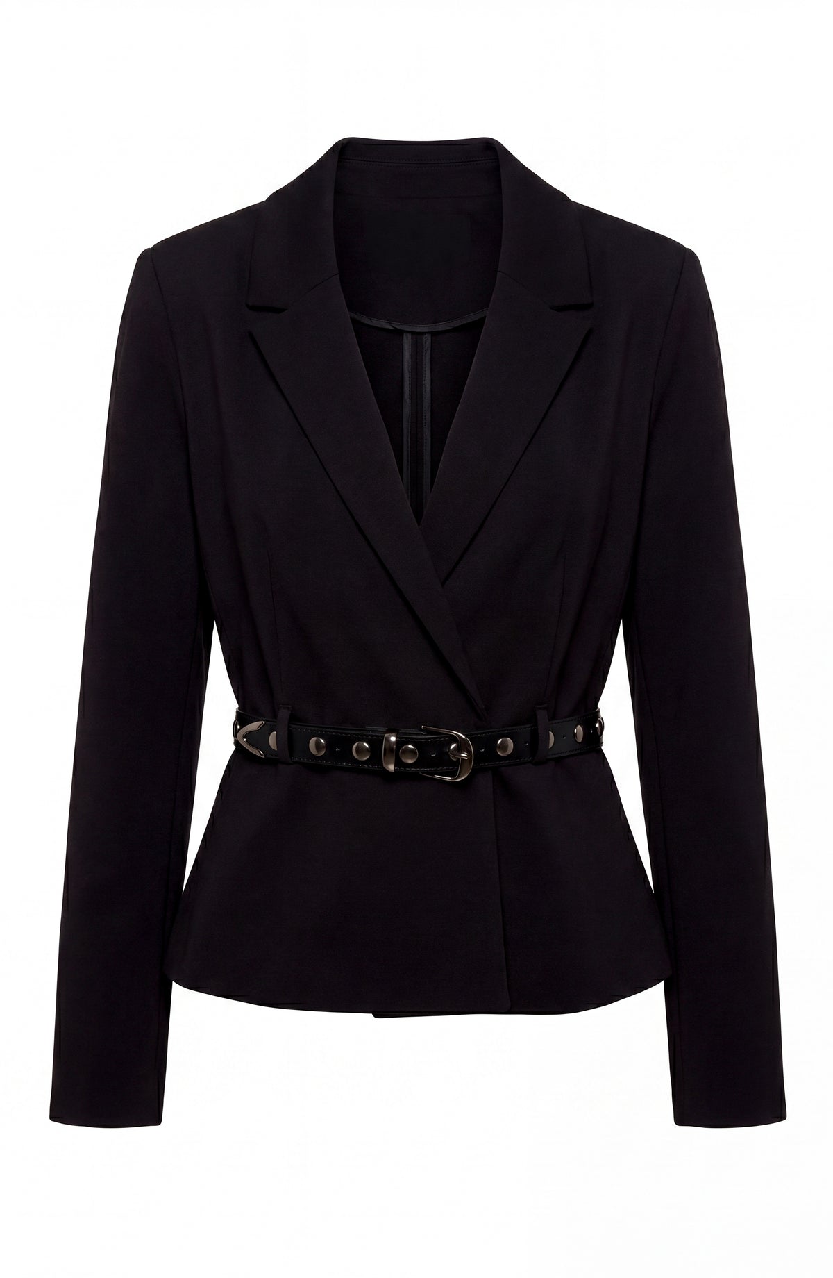 BELTD BLK PEPLUM JKT