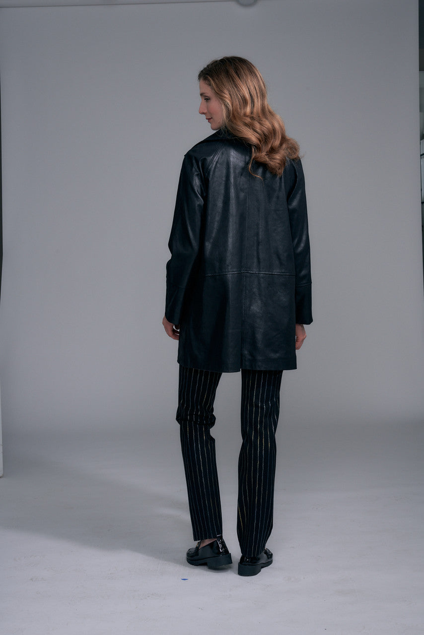 CAR COAT BLK GLD BTN