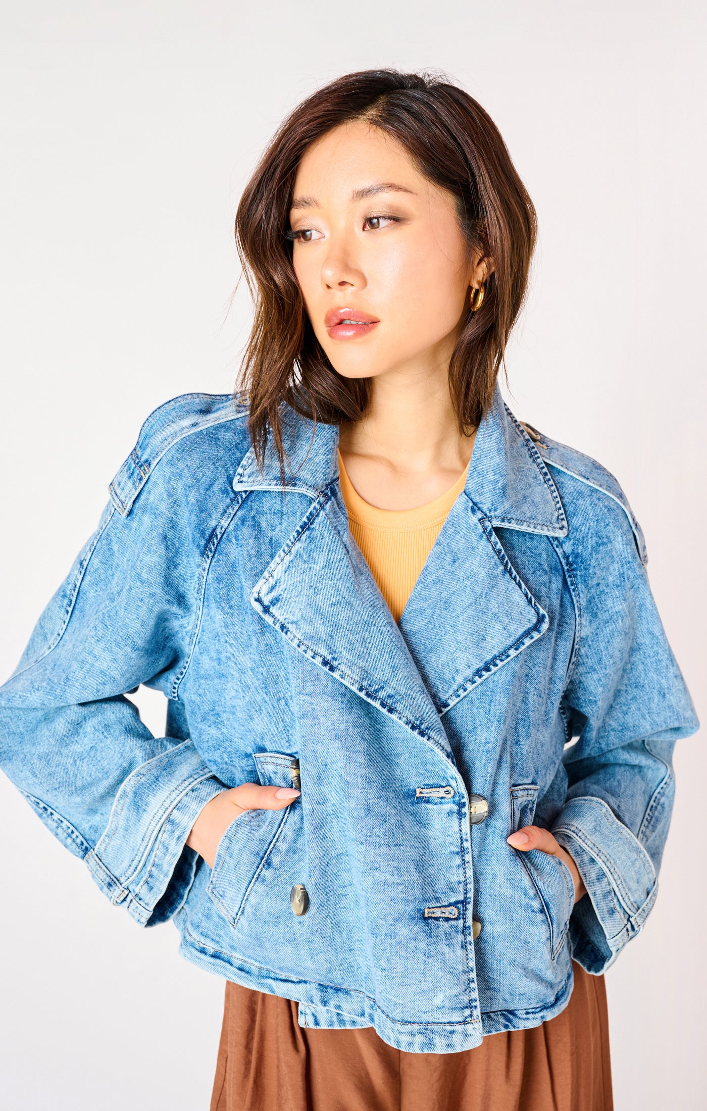 CROP BTTN DENIM JKT