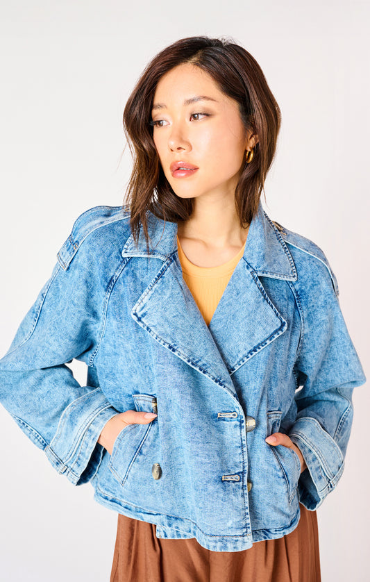 CROP BTTN DENIM JKT