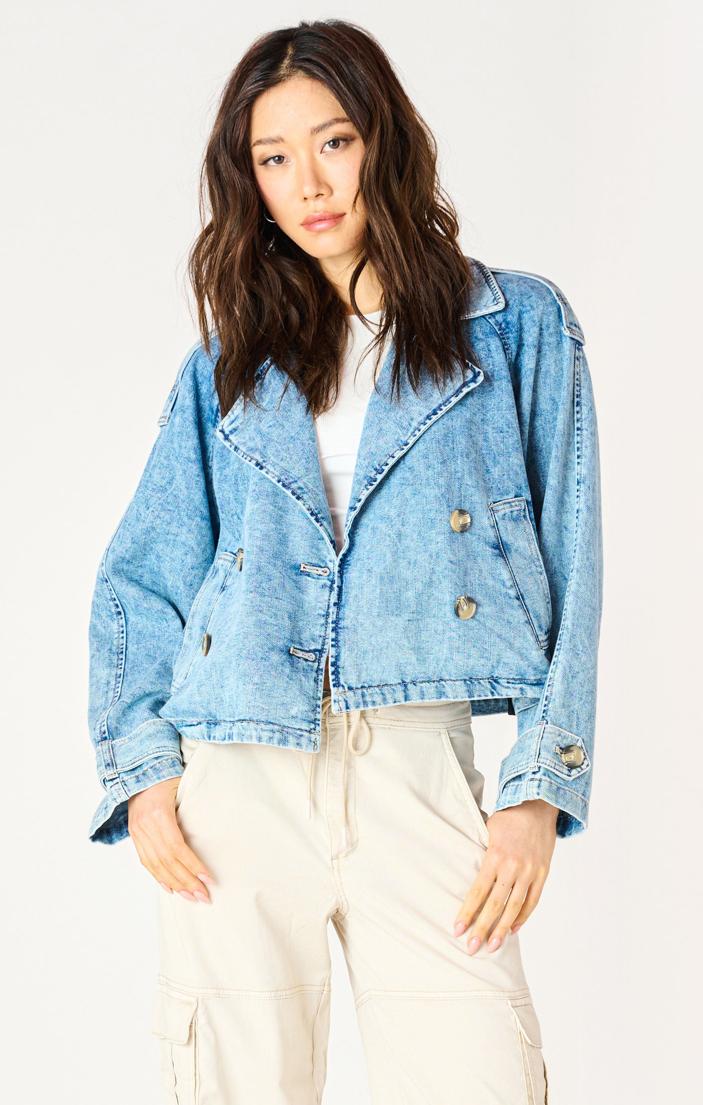 CROP BTTN DENIM JKT