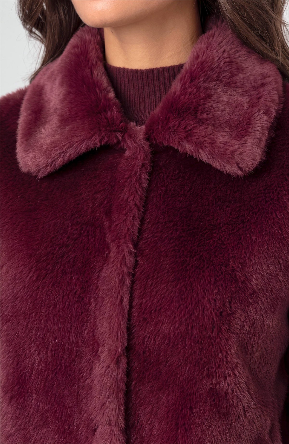 FAUX FUR OXBLOOD JKT