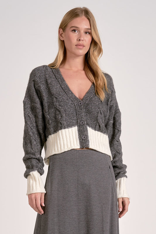GREY/WHT CARDI