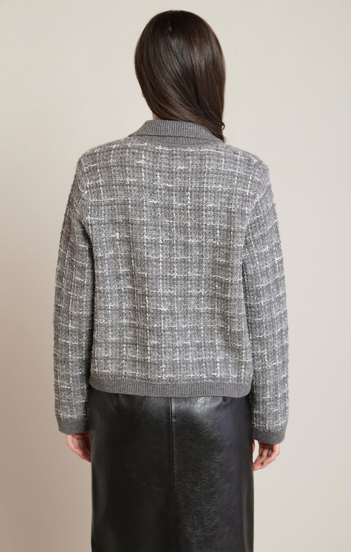 GREY MX BTTN CARDI