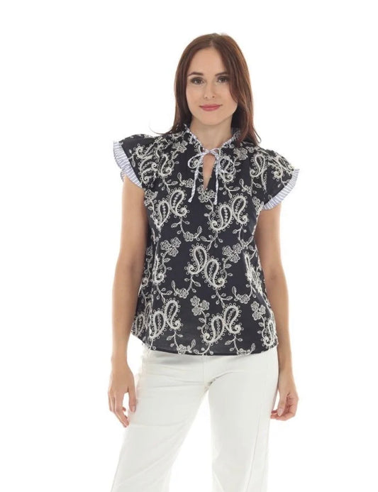 NAVY PASLEY EMB BLS