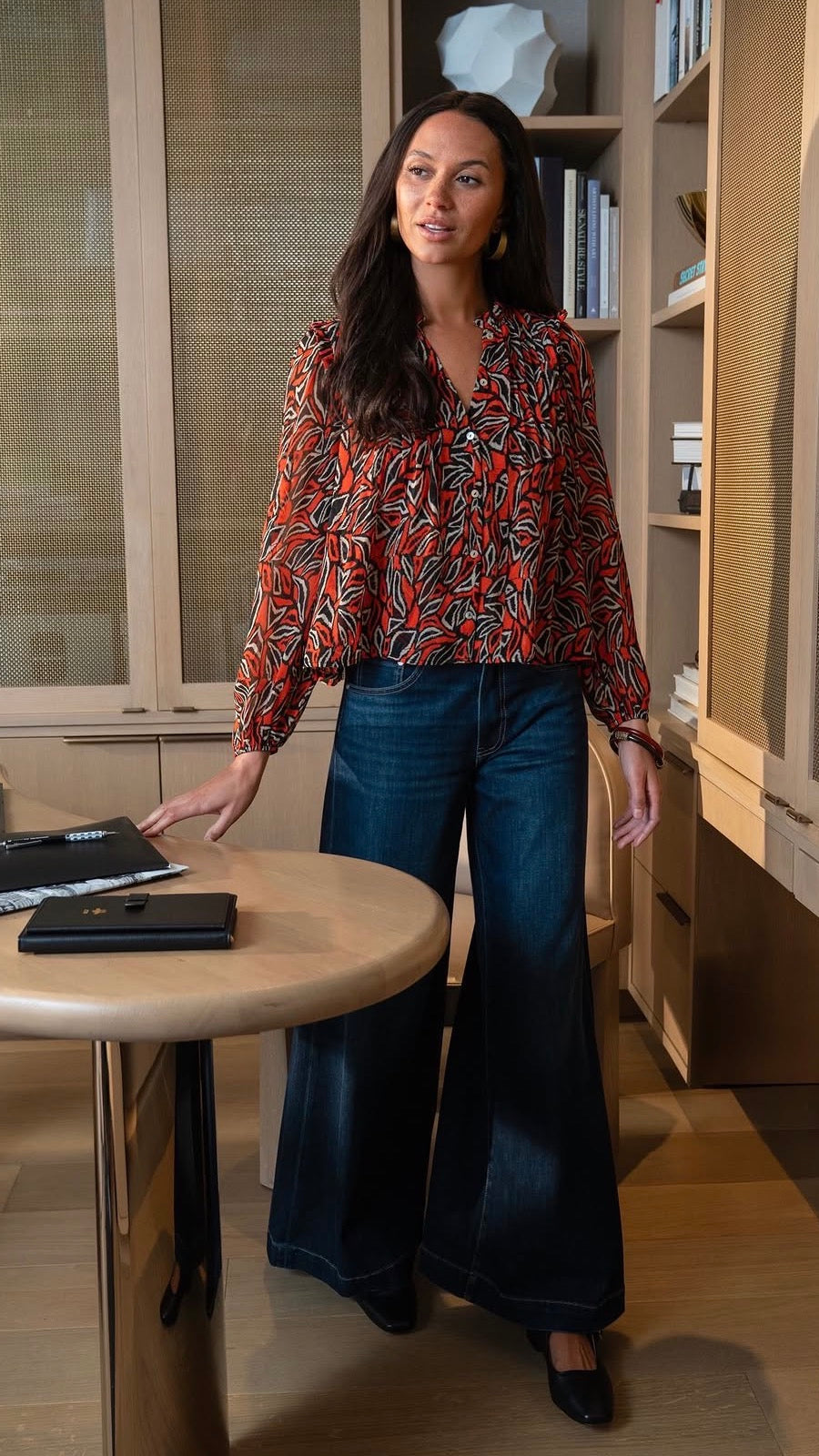 RED/BLK MLTI BLOUSE