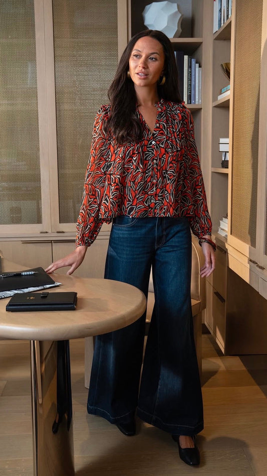 RED/BLK MLTI BLOUSE