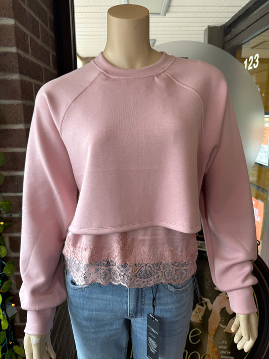 CROP SWTSHRT W LACE