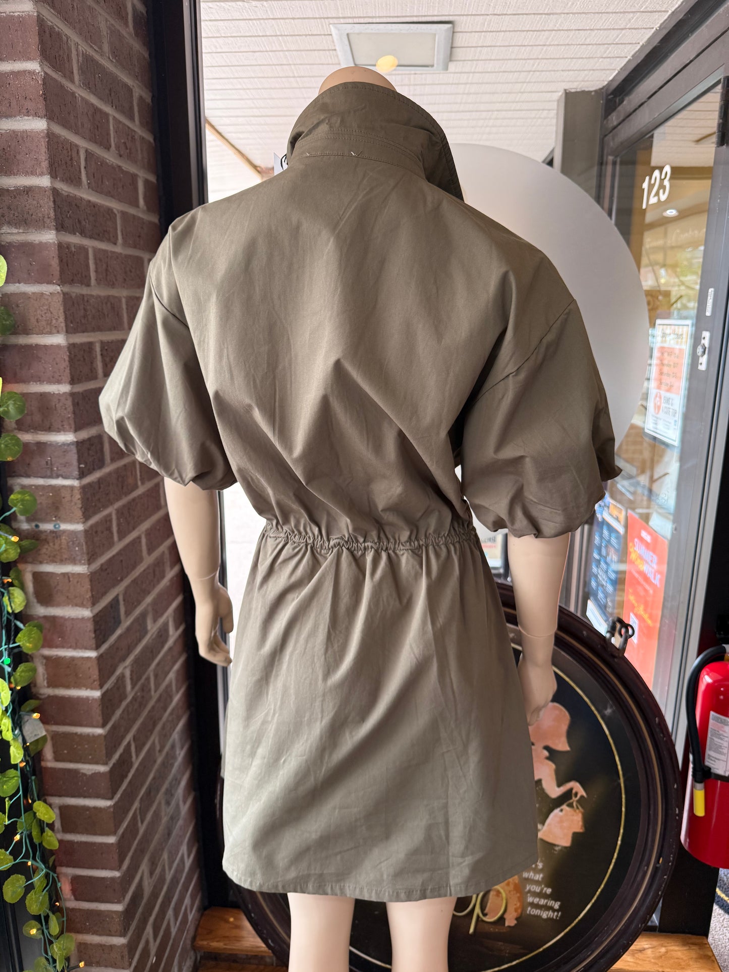 OLIVE 1/2 ZIP DRESS