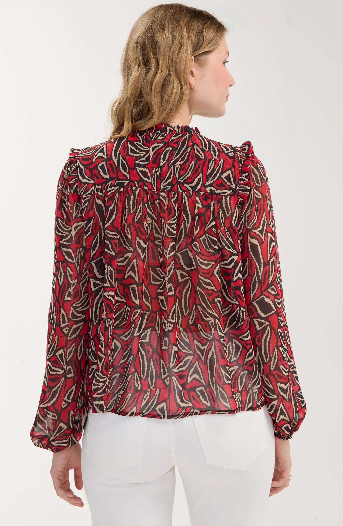 RED/BLK MLTI BLOUSE