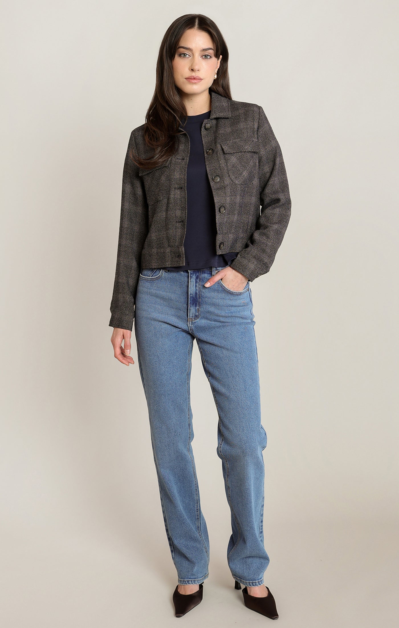 CHARCOAL PLAID JKT