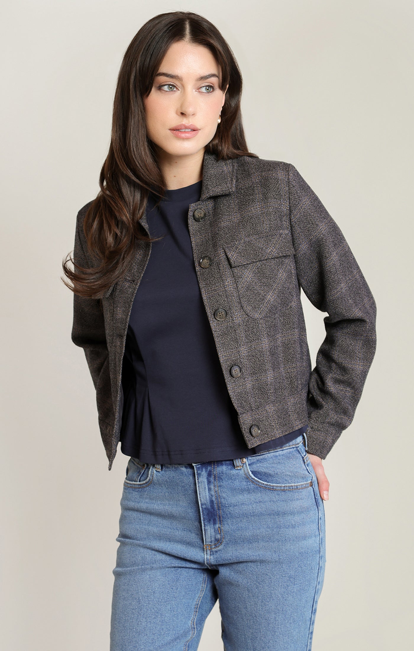 CHARCOAL PLAID JKT