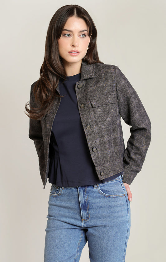 CHARCOAL PLAID JKT
