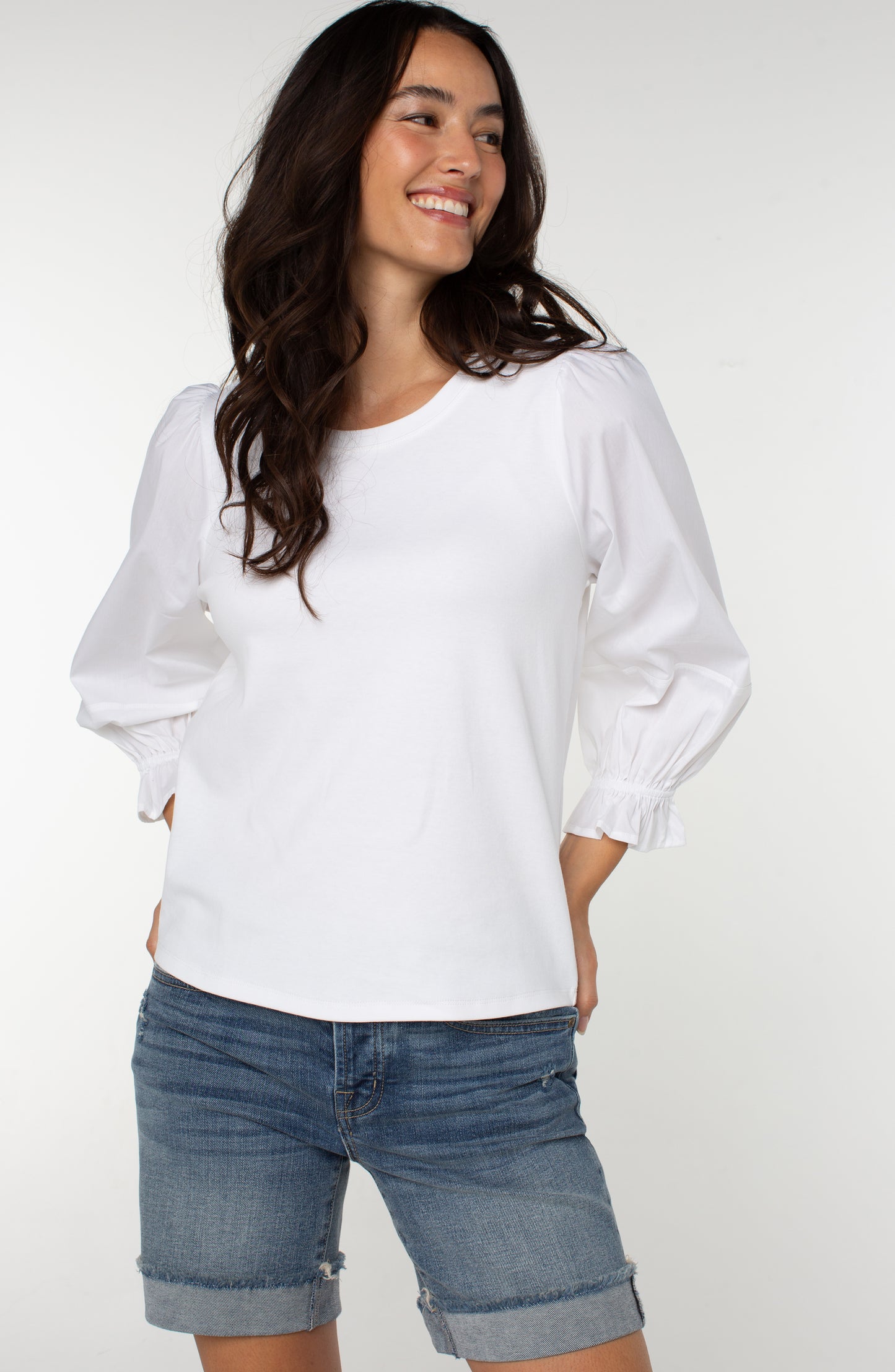 3/4 SLV WHT W PUFF SLVS