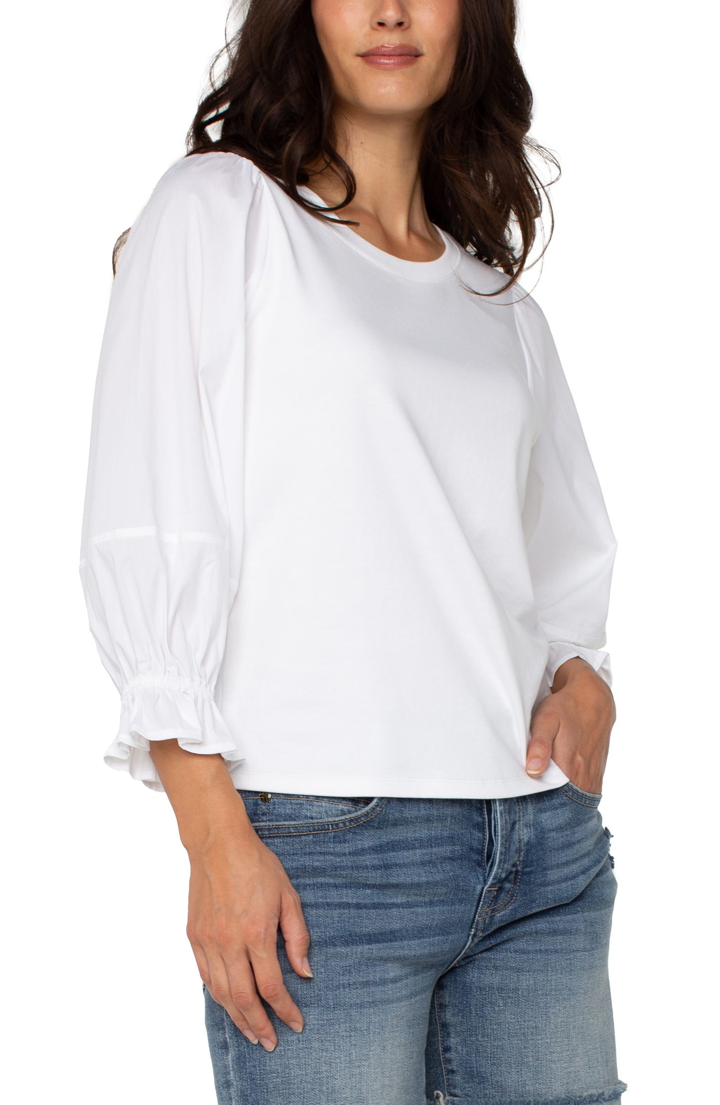 3/4 SLV WHT W PUFF SLVS
