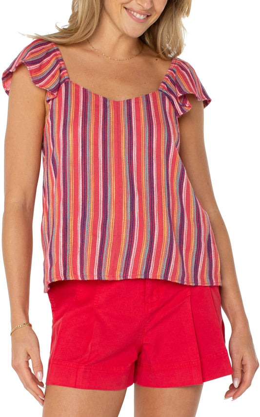 RED STRIPE TOP W TIE BACK