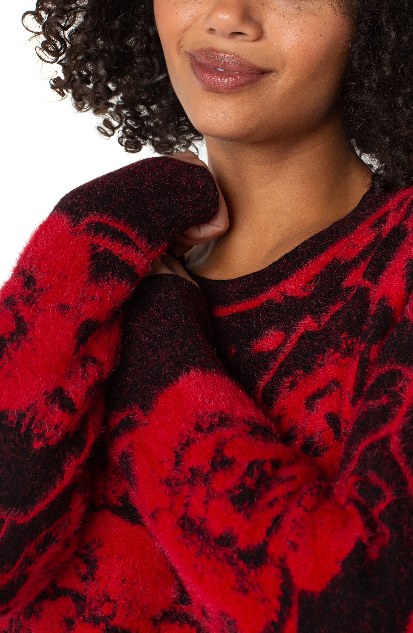 RED/BLK FLORAL SWTR