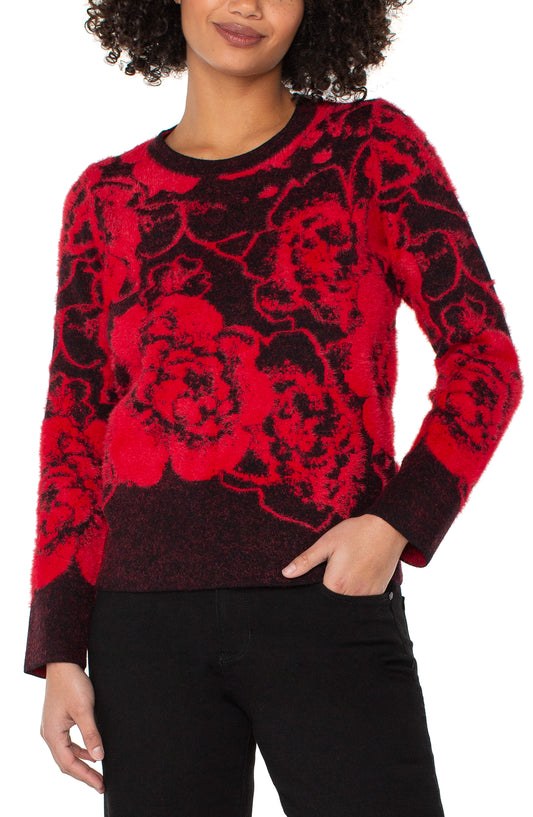 RED/BLK FLORAL SWTR