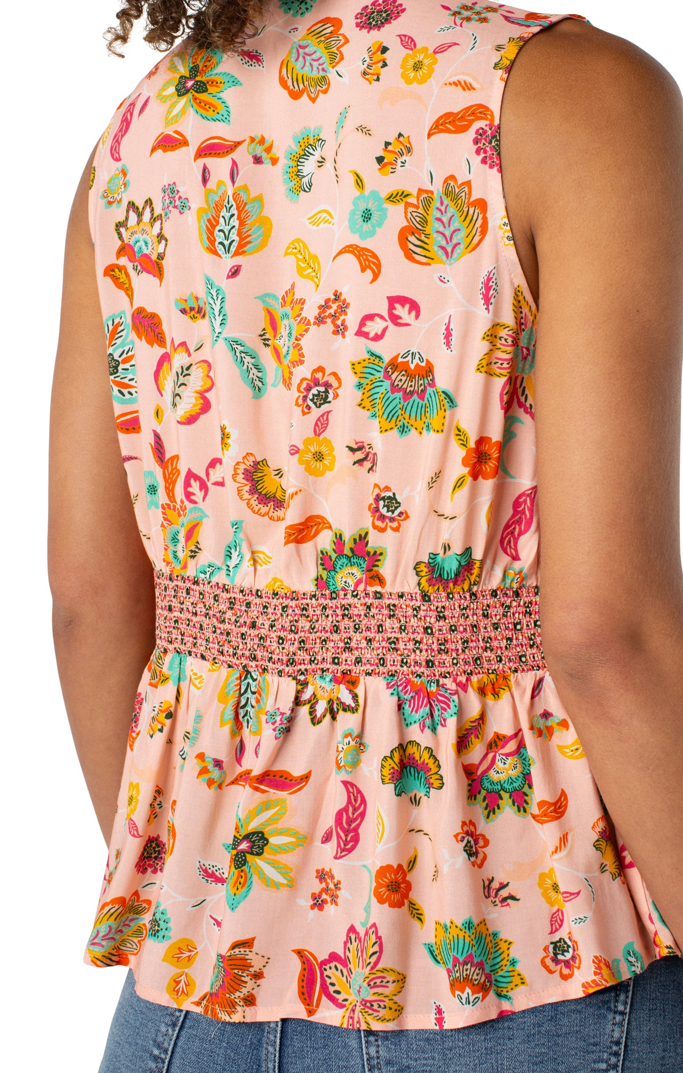 SMOCKED WST WOVEN TANK
