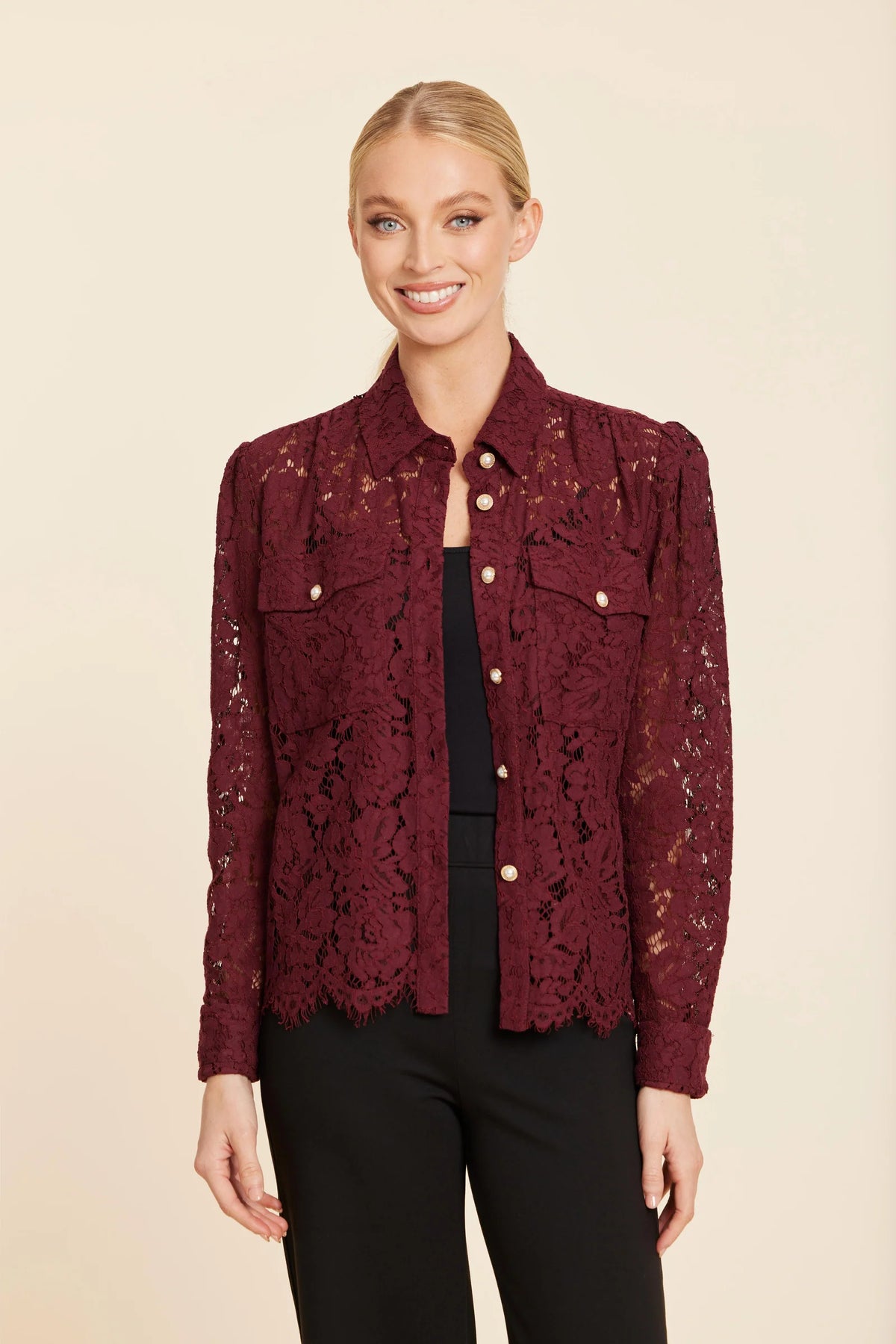 BURG LACE W PRL BTTNS