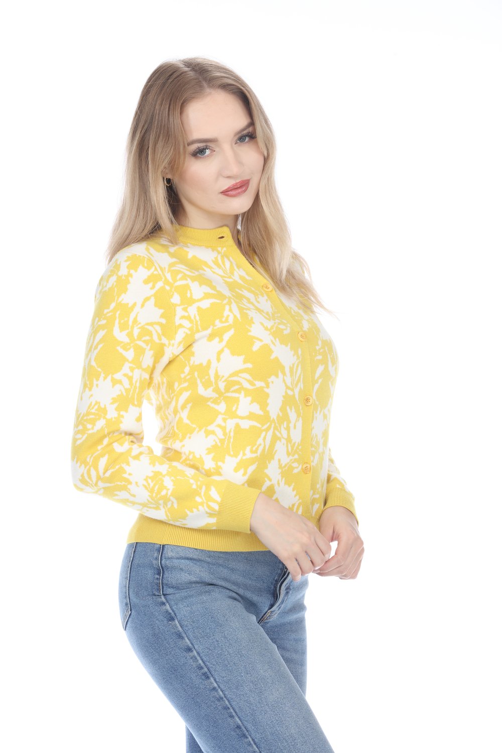 YELLO FLORAL CARDI