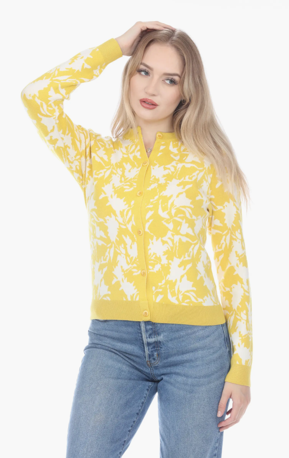 YELLO FLORAL CARDI
