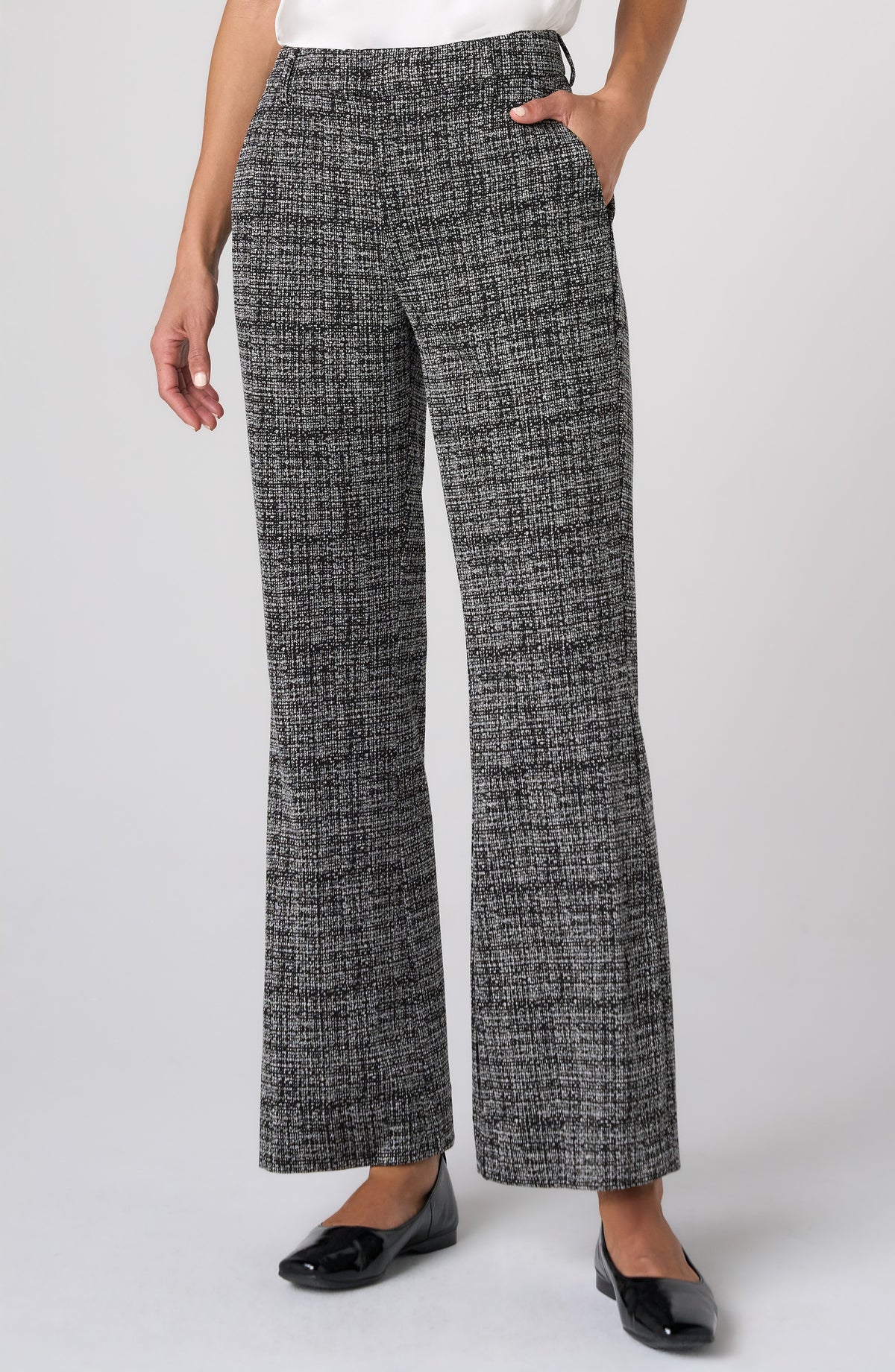 BLK TWEED ANK FLARE