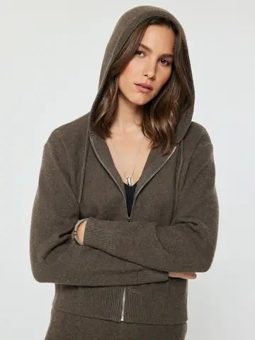 BRWN CROP ZIP HOODY