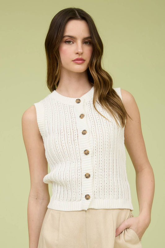 CREAM CREW NK VEST