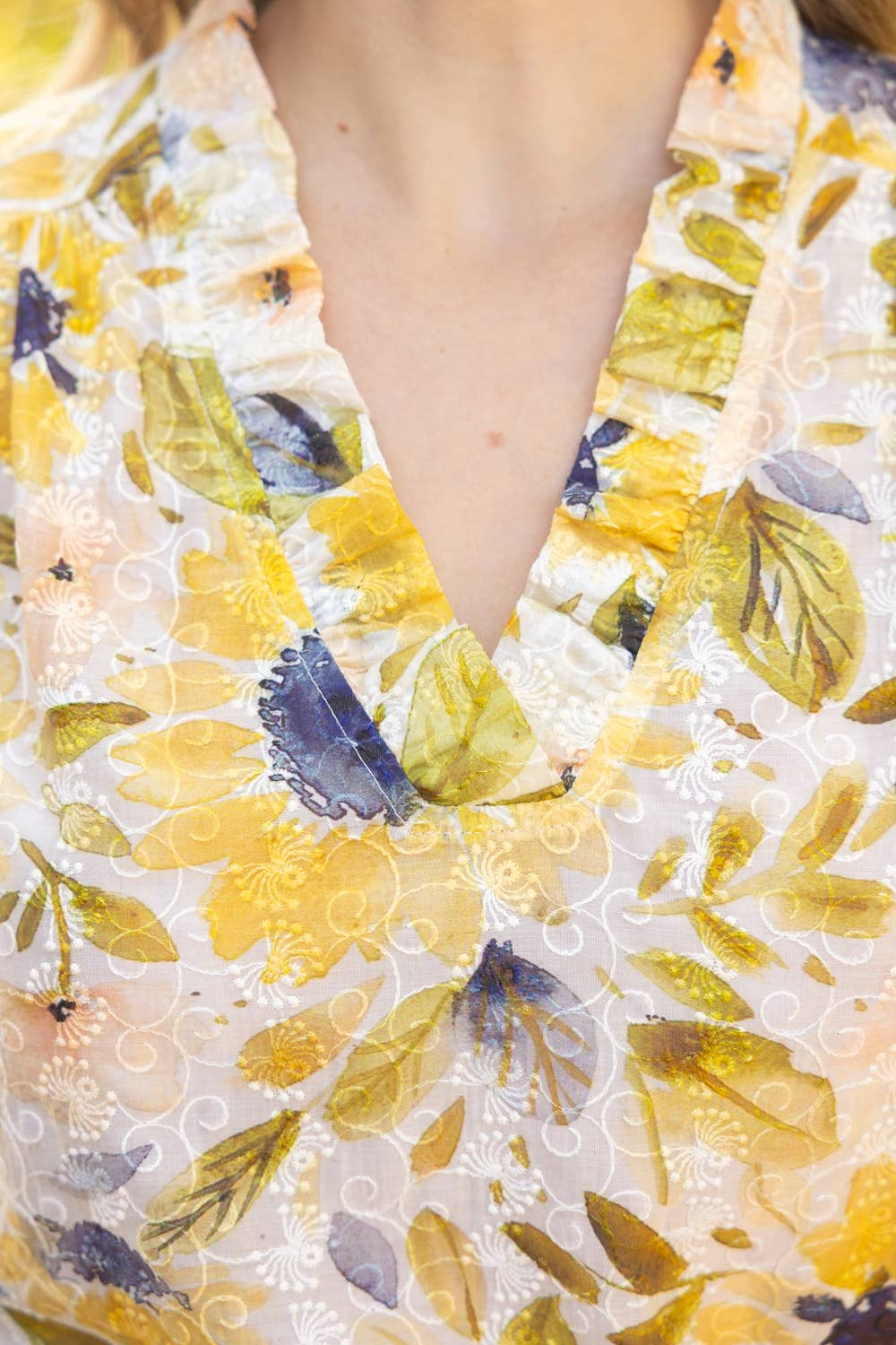 YELLOW FLR EMB TOP