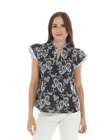 NAVY PASLEY EMB BLS