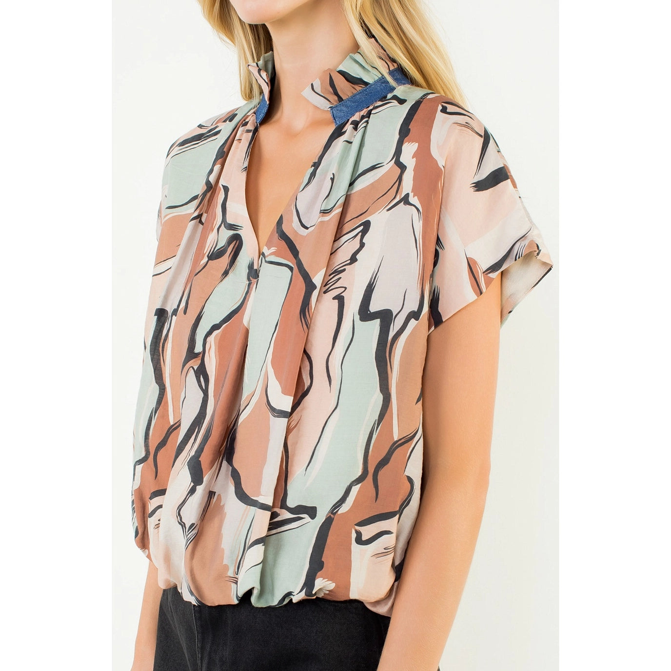 SAGE/BRN BUBL TOP
