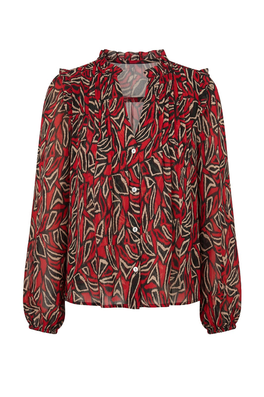 RED/BLK MLTI BLOUSE