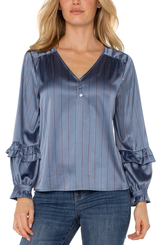 CHAMBRAY BLS RUFL SLV
