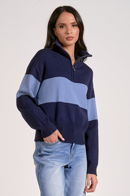 NAVY/LT BLUE 1/4 ZIP