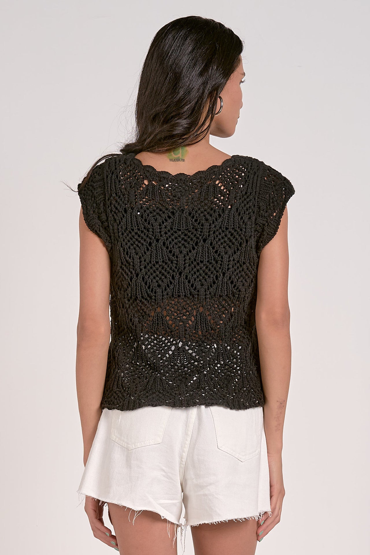 CAP SLV BLACK CROCHET